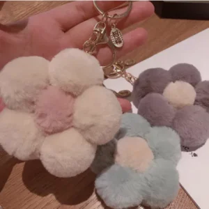 Creative New Flower Plush Ball Keychain