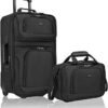 Traveler Rio Fabric Expandable Carryon Luggage Rolling Suitcase Black 2 Wheel Set